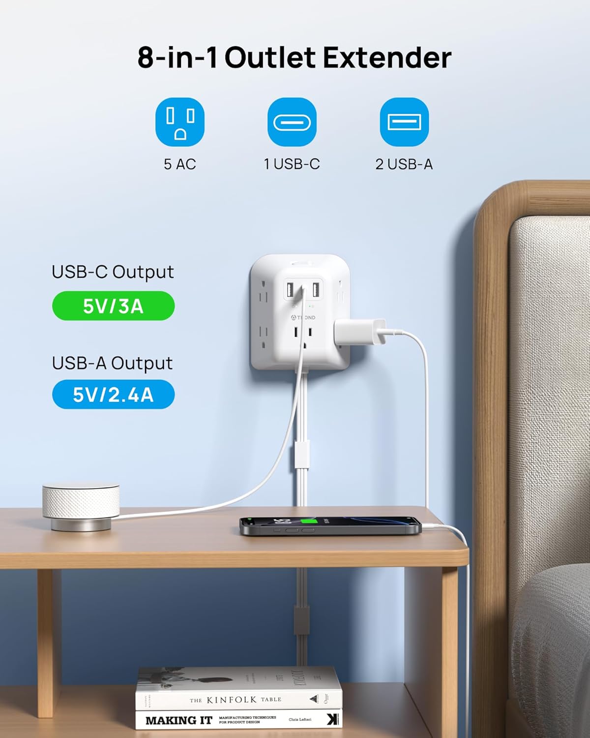 IndSummer WallHugger™ Outlet Extender